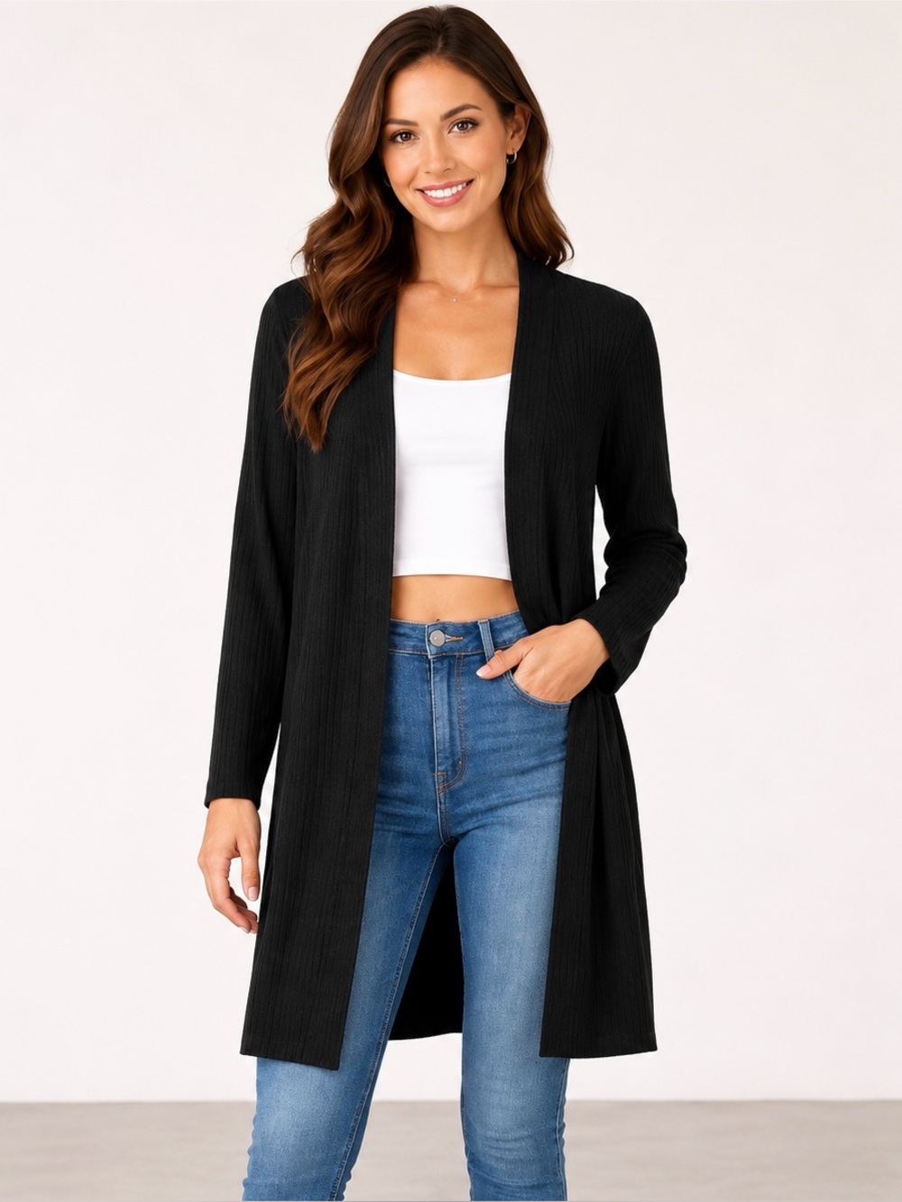 Marc New York Ribbed Open Front Cardigan Sweater